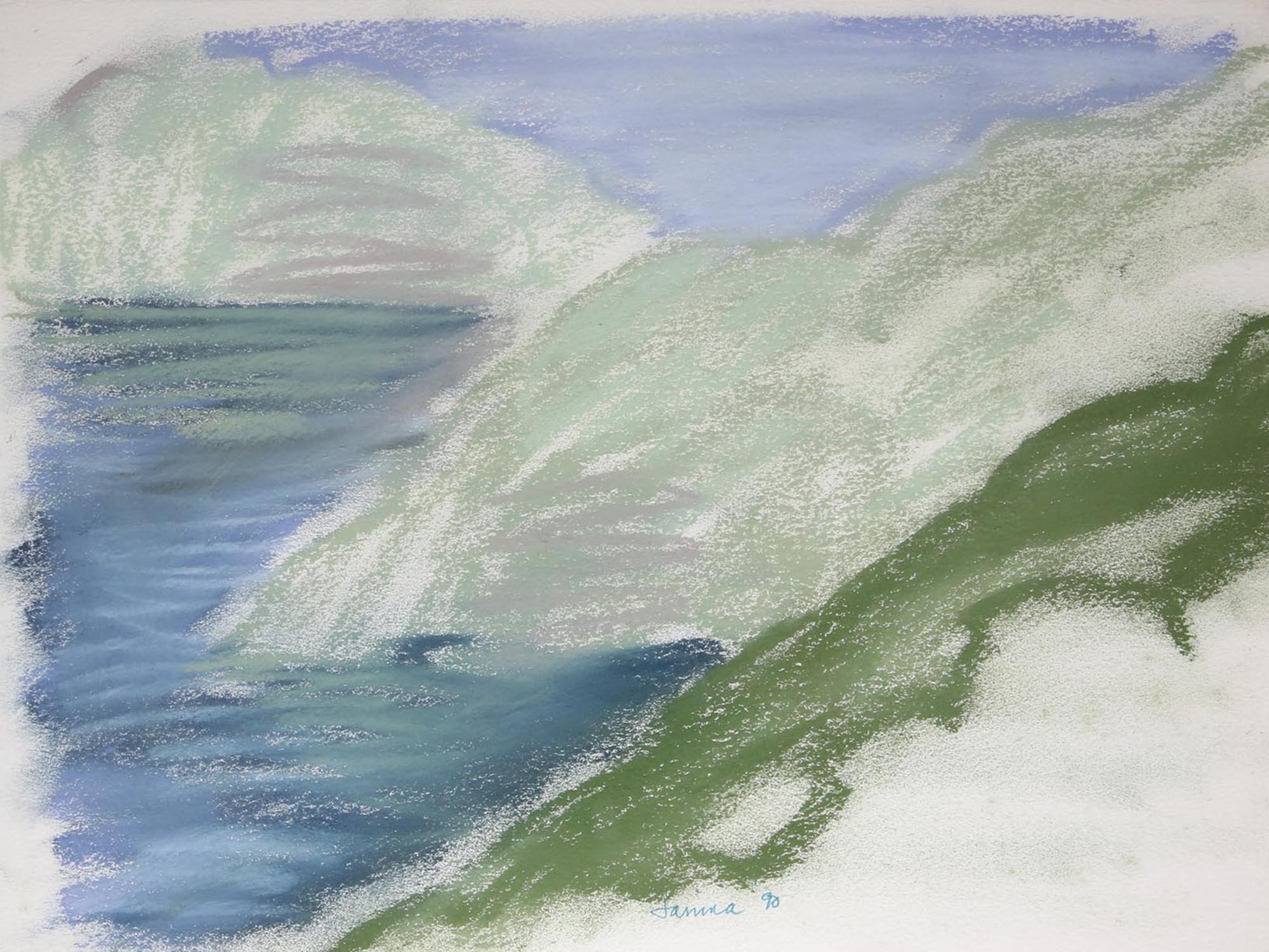 ABSTRACT ART SEA LANDSCAPE DRY PASTEL DRAWING PIC-1